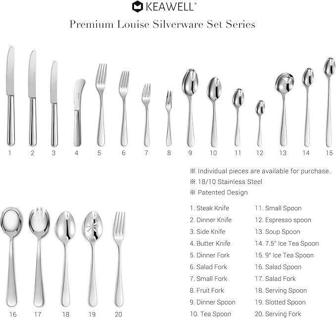 KEAWELL Premium 4-Piece 6.7" Louise Butter Knives, Stainless Steel, Dishwasher Safe