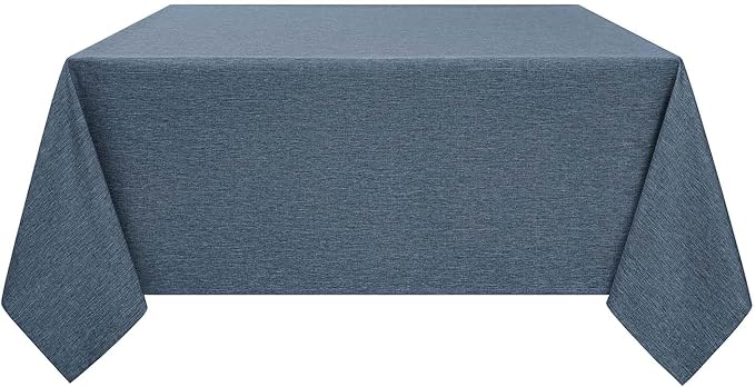 Faux Linen Square Tablecloth for Dining Room,Waterproof Texture Decorative Farmhouse Rustic Table Cloth for Indoor Outdoor Party Holiday Banquet Picnics Patio,52x52 Inch (Square),Denim Blue