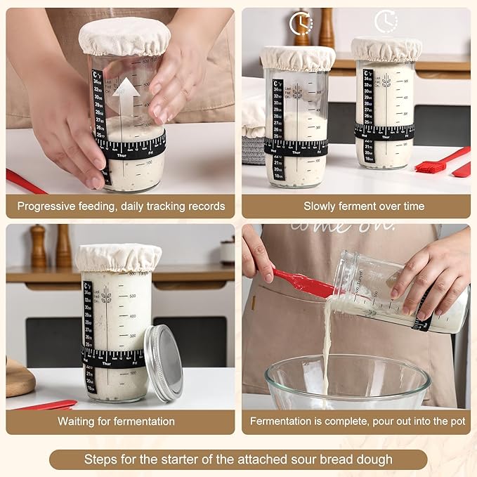 Sourdough Bread Baking Supplies, Banneton Bread Proofing Basket, 10 Inch Oval & Round Bread Baskets with Liners & Covers, Sourdough Starter Kit