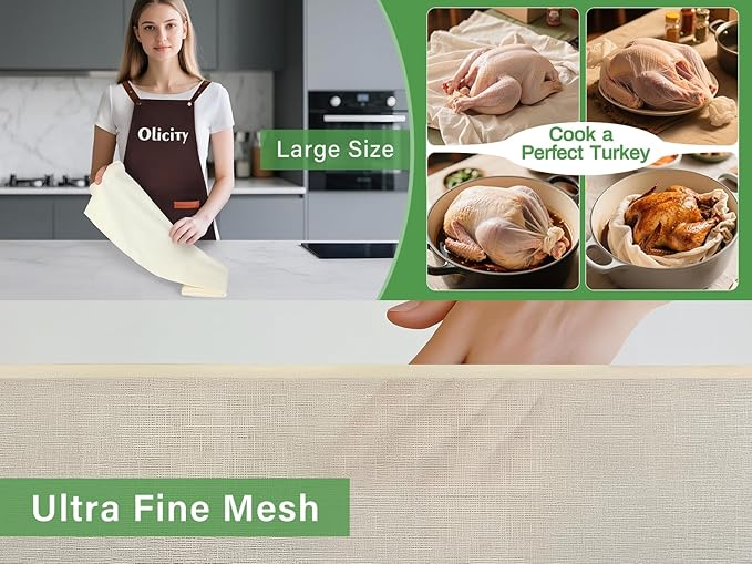 Olicity Cheese Cloths, Grade 100, 36 Sq Feet, Reusable Cheese Cloth with Closed Edges Fabric Fine Mesh Cloth, Unbleached Cotton Muslin Cheesecloth for Straining,Bread,Tea,Crafts,Free Cutting - 4 Yards