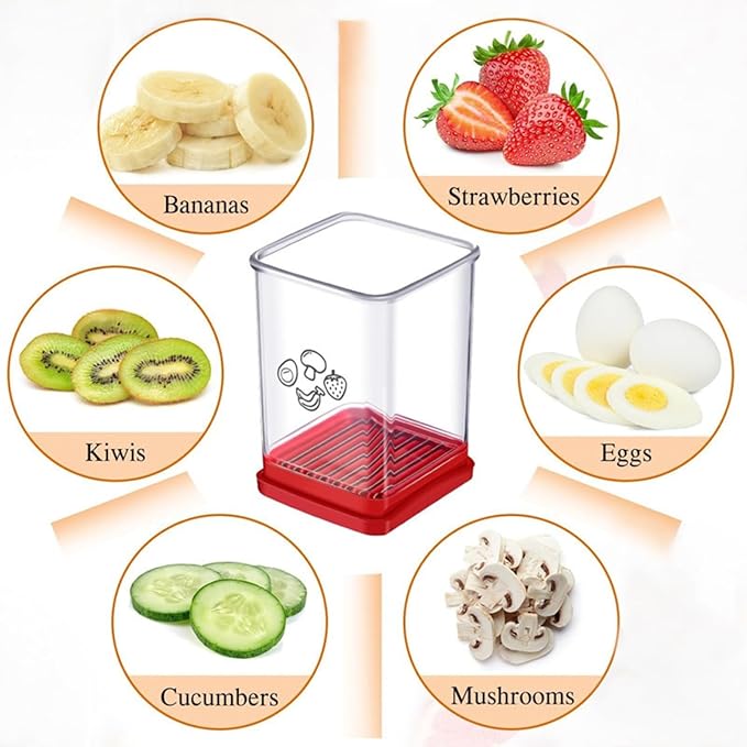 Stainless Steel Fruit Slicer Cup,Multifunctional Speed Cutter for Strawberry Banana Grape Egg Portable,Kitchen Gadget for Vegetable Cutting Salad Prep Must-Have Kitchen Tool.