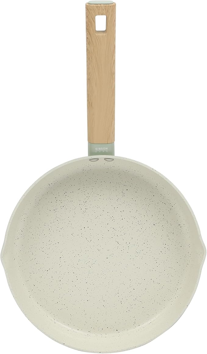 Gibson Home Marbleton 9.5 Inch Aluminum Cookware Non-Toxic Premium Ceramic Non Stick Frying Pan, Kitchen Egg, Omelet, Pots, Sage Green, Induction Safe