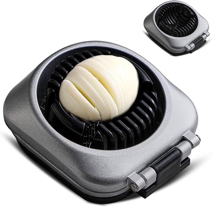 Egg Slicer, 2 in 1 Egg Slicer for Hard Boiled Eggs, Stainless Steel Wire Egg Slicers, Kitchen Multipurpose Egg Cutter with Storage Box, for Cutting Eggs, Strawberries and Cherry Tomatoes (Silver)