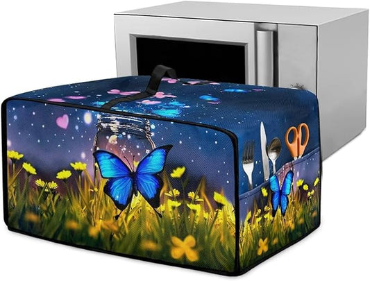 Doojoayie Butterfly Toaster Cover Dust-Proof Small Appliance Covers 4 Slice Stain Resistant Bread Machine Cover Polyester Fabric Kitchen Appliance Dustproof Protector