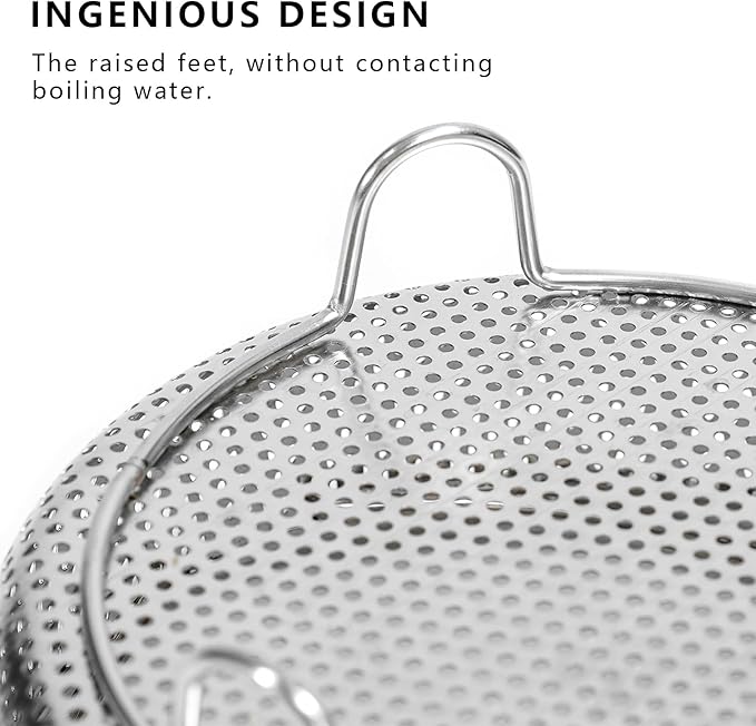 Stainless Steel Steamer Basket - Vegetable & Dumpling Steamer Insert for Pots, Instant Pot Accessories with Handles & Feet, Multi-Purpose Mesh Strainer for Cooking, Fruits (Silvery, Small)