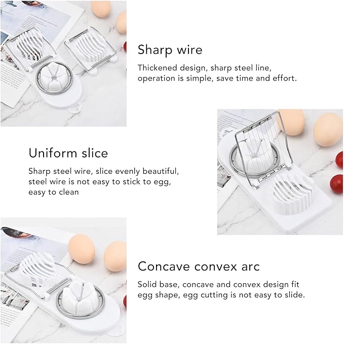 Stainless Steel 2 in 1 Egg Cutter for Convenient and Even Slicing and Cutting - Manual Egg Slicer for Boiled Eggs, Soft Fruits, and Vegetables