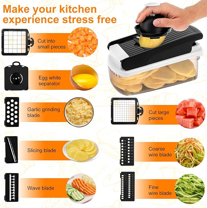 14 in 1 Vegetable Chopper Efficient Veggie Chopper with Container Practical Food Chopper Multifunctional Kitchen for Salad Potato Carrot Garlic