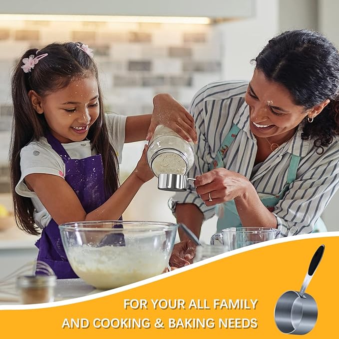 1PCS 3/4Cup (177ml, 6oz) Single Measuring Cup with Black Silicone Grip, Stainless Steel Individual Measure Scoop Only