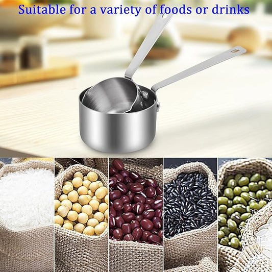 Kichwit 304 Stainless Steel Measuring Cups, Metal Food Scoop for Cooking or Baking, 1 Cup and 1/2 Cup, Set of 2