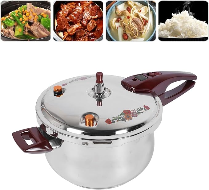 Generic Pressure Cooker, 80KPA Stainless Steel Pressure Canner Pressure Cooker with Ergonomic Handle for Induction Cooktops, Gas Cooktops, Open Flames Using (6L), Genericgw5tu3c8sd-11