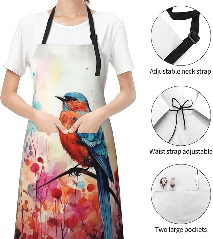Apron with Pockets Aprons for Women Men Kitchen Chef Apron for Cooking Gardening Server Waitress Painting
