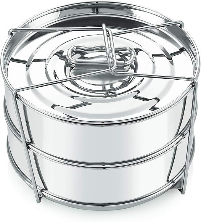 Stackable Stainless Steel Insert Pans - 3QT- Inserts for Instant Pot - Pan for Instapot - Accessories for Instant Pot 3QT and above - Pressure Cooker Steamer Accessories