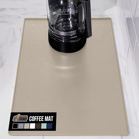 GORILLA GRIP Silicone Coffee Mat, Espresso Machine Bar Accessories, Keep Kitchen Counters Clean, Stays in Place, Waterproof and Heat Resistant Dish Drying Mats, Home Decor Essentials, 11.5x18.5 Almond