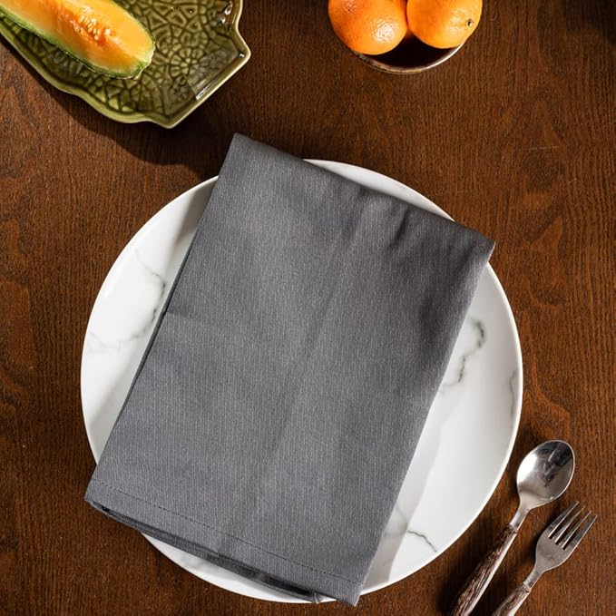 Grey Cloth Dinner Cotton 18x18 in Washable Napkins Cloth|Absorbent Reusable Spring Easter Basket Decor Pk of 6 Table Napkins Cocktail Party Wedding BBQ Hotel Cafe Cloth Napkins
