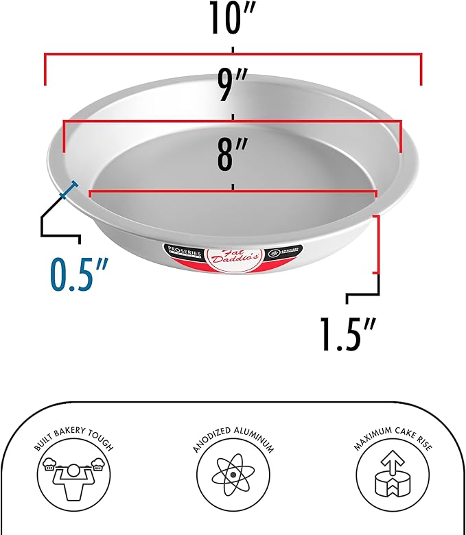 Fat Daddio's PIE-10 Anodized Aluminum Pie Pan, 10 x 1.5 Inch