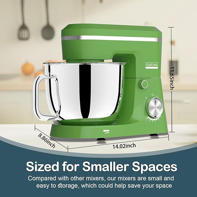 Household Stand Mixer with 6.5 Quart Bowl, Electric Food Mixer 10+p Speeds 660W, Kitchen Tilt-Head Bread Dough and Cake Mixers with Dough Hook, Whisk, Beater, Splash Guard