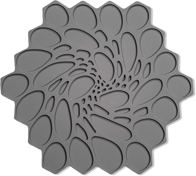 modern-twist 7 x 7 Hive Silicone Trivet, Heat Resistant Up to 675°F, Non Slip, Protects Table from Heat, Cement, Pack of 1
