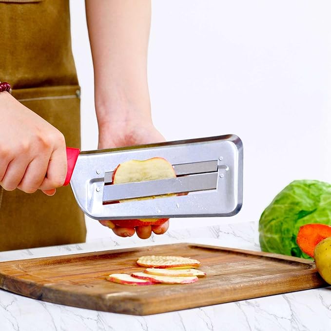 LZMS 2Pcs Stainless Steel Dual Blade Julienne Cutter with Ergonomic Handle,Multifunctional Rust-resistant Kitchen Tool,Shredder Knife for Cabbage&Carrot&Potato&Fish (Black, Red)