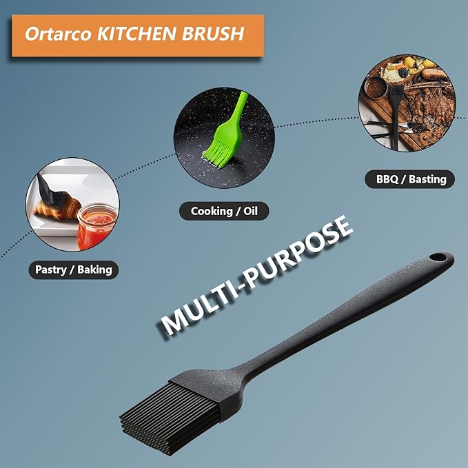 Ortarco Silicone Basting Pastry Brush for Baking Cooking Bbq Grill Spread Oil Butter Sauce 4 Pack