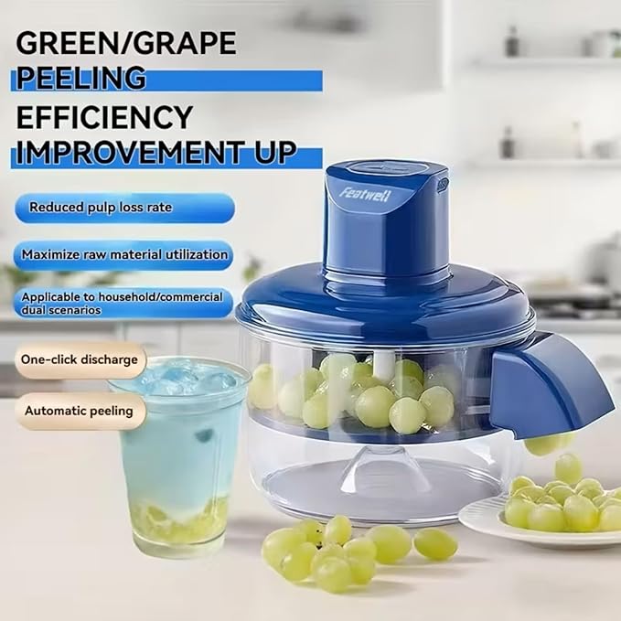 Featwell Electric Grape Peeling Machine, Automatic Vegetable Peeler for Grape Cherry & Garlic Tomato, 20-Second Fast Peeling, Rechargeable & Easy Wash, for Home and Commercial Kitchens