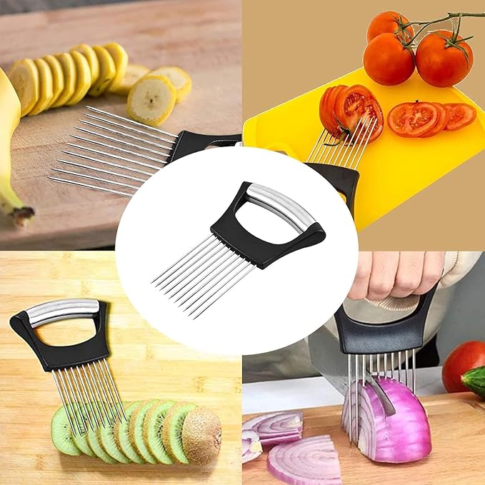 tainless Steel Onion Holder for Slicing,Onion Slicer Holder,Onion Cutter for Slicing of Onions,Tomatoes,Avocados,Eggs and Other Vegetables,KItchen Utensils