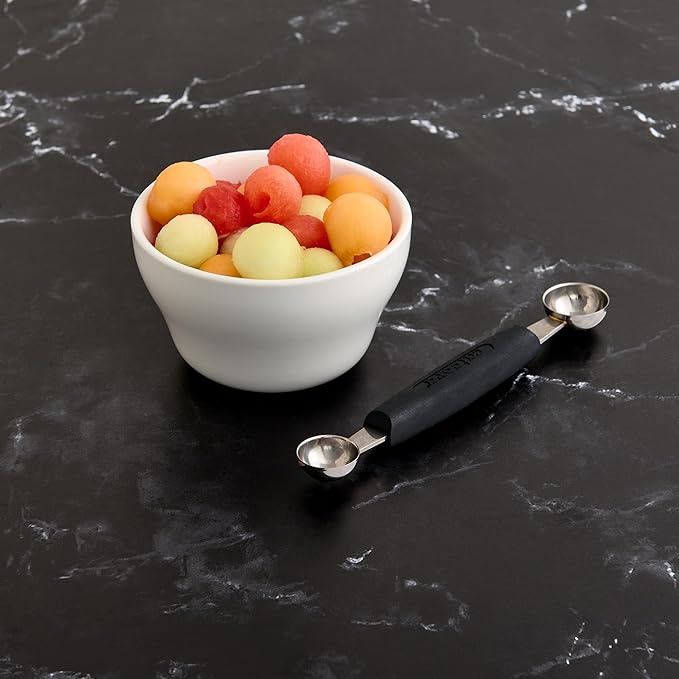 Cat Cora Melon Baller, Professional 18/8 Stainless Steel Dual Blades 22/30-MillimeterFor Melon Balls and Garnishes, Ergonomic Soft-Grip Handle