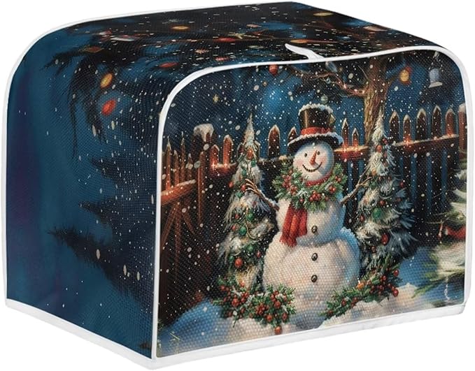 Annejudy Christmas Snowman Toaster Cover - Dustproof & Waterproof 2 Slice Bread Maker Cover - Kitchen Accessory