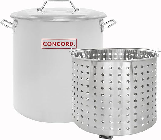 CONCORD Stainless Steel Stock Pot w/Steamer Basket. Cookware great for boiling and steaming (60 Quart)