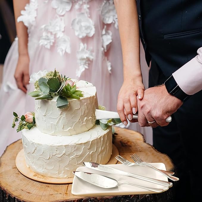 Wedding Cake Knife and Server Set, Cake Cuting Set for Wedding, Sliver Mr anf Mrs Champagne Fllutes for Bride Shower Engagement Gifts