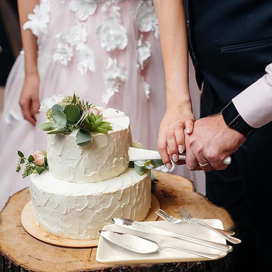 Wedding Cake Knife and Server Set, Cake Cuting Set for Wedding, Sliver Mr anf Mrs Champagne Fllutes for Bride Shower Engagement Gifts