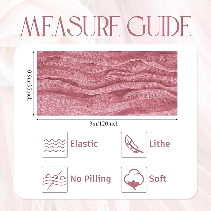 Wokceer Cheesecloth Table Runner Dusty Rose 10FT Boho Gauze Cheese Cloth Table Runner for Party Long Rustic Sheer Table Runners for Baby Bridal Shower Wedding Easter Table Decor