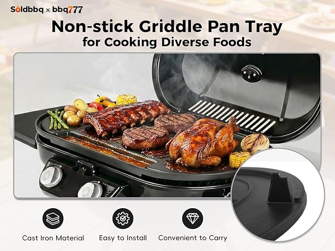 Cast Iron Griddle & Carry Bag Replacement for Coleman Roadtrip Swaptop Grill,Premium Quality Outdoor Accessories for Camping Non-Stick Griddle,Coleman Roadtrip 285,Full Size,Non-stick
