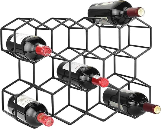 Countertop Wine Rack, 5.3 pounds, Heavier and More Stable Wine Storage Cabinet Shelf Wine Racks Countertop for Pantry,Kitchen,14 Bottles Wine Rack Black No Assembly Required