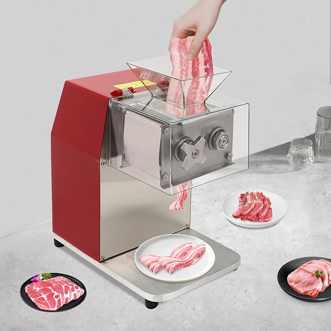1100W 110V Electric Meat Cutter, Commercial Meat Slicer Dicer Shredder Chopper Stainless Steel Boneless Meat Processor with 0.35cm Blade for Restaurant Kitchen Supermarket Beef Pork Chicken