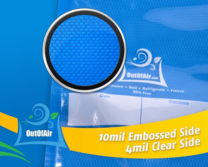 8" & 11" 25ft Vacuum Sealer Rolls (Fit Inside) 4 Rolls (2 of Each, 100ft total) OutOfAir Vacuum Sealer Bags Works With FoodSaver & Other Machines - 33% Thicker BPA Free, Commercial Grade