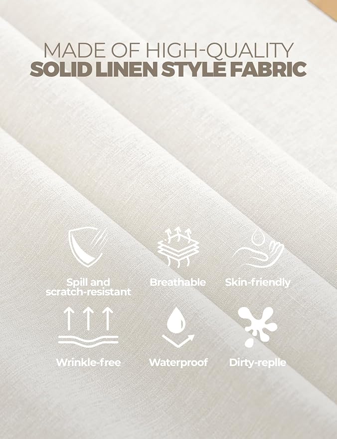 Faux Linen Waterproof Tablecloth,Ivory,84" x 60" (Rectangular)