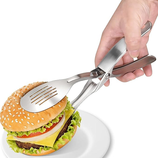 Nezylaf Kitchen Tongs 10.8" Stainless Steel, Heat Resistant 600°C | Perfect for BBQ, Cooking, Serving Tongs & Salad Tongs | Spring-Loaded Design
