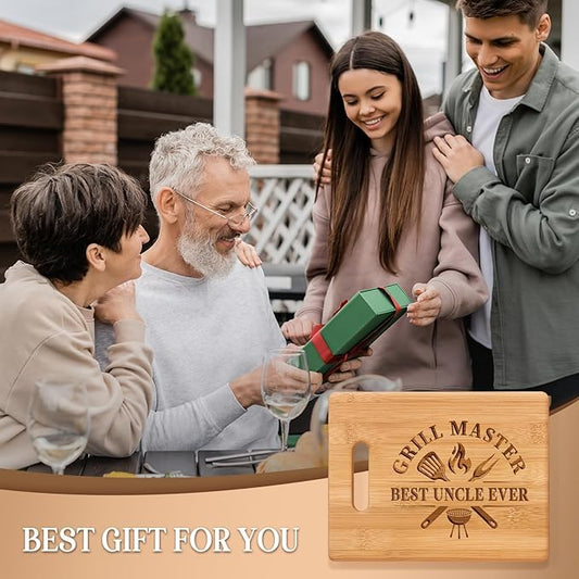 Uncle Gifts from Niece Nephew, Christmas Gifts for Uncle Birthday Valentine Father's Day Thanksgiving - Best Uncle Ever Unique Engraved Cutting Board