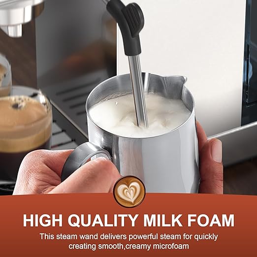 Electactic Espresso Machine 20 Bar, Compact Espresso Coffee Machine with Steam Milk Frother & 47oz Removable Water Tank, Hot Water Function for Home Cappuccino, Latte
