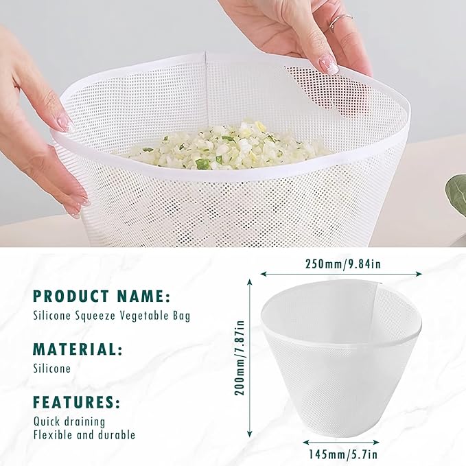 Dayinkes 2PCS Food Grade Silicone Cheese Cloths for Straining, 9.85" Wide Mouth Nut Milk Bag, Reusable Strainer Bag with Fine Mesh Mesh, For Straining Soy Milk, Nut Milk, Yogurt, Celery Juice, Juice