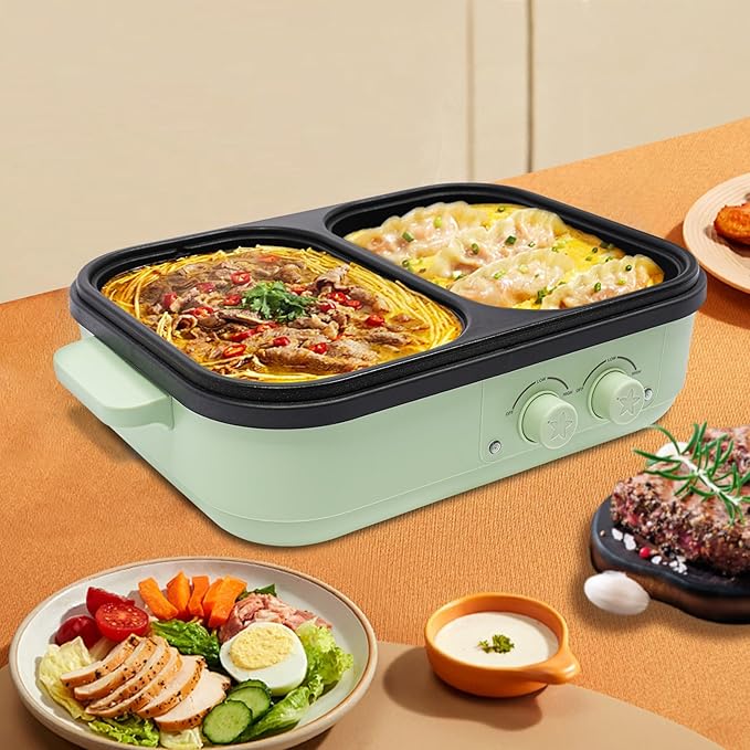29.53 in Electric Hot Pot With Grill Area, Multi-Purpose Hot Pot, 2-In-1 Electric Hot Pot, For Family, Family Gatherings, Friends Gatherings