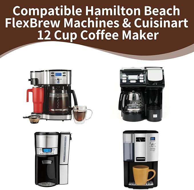 Disposable Coffee Paper Filters for Cuisinart 12cup Coffee Maker DCC-3000P1, 100 Pcs Filter Compatible with Hamilton Beach FlexBrew Trio 2-Way Coffee Maker