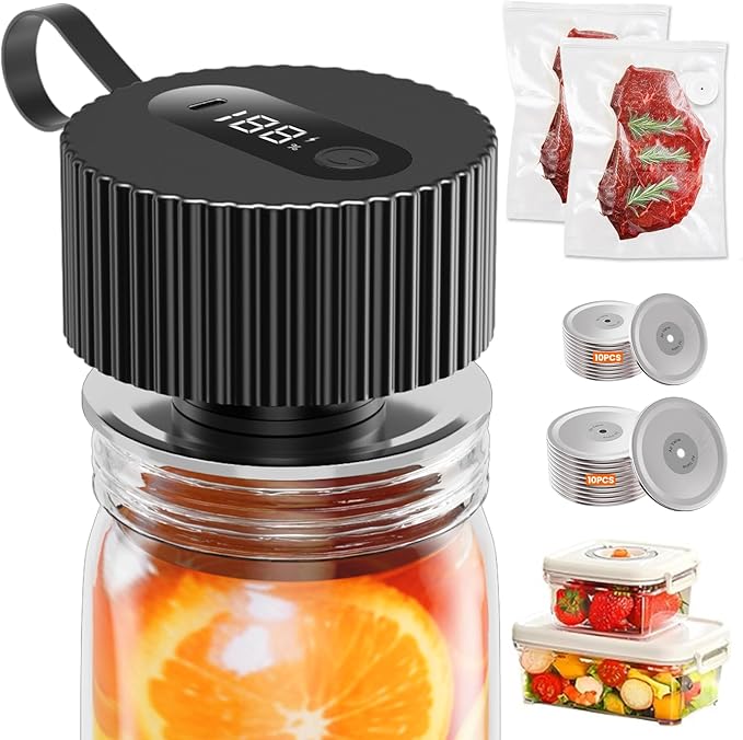 Electric Mason Jar Vacuum Sealer, Upgraded 3-in-1 Jar Vacuum Sealer Kit for Mason Jars, Canning, Containers, Bags, Ideal for ‌Home Cooks, DIY Enthusiasts