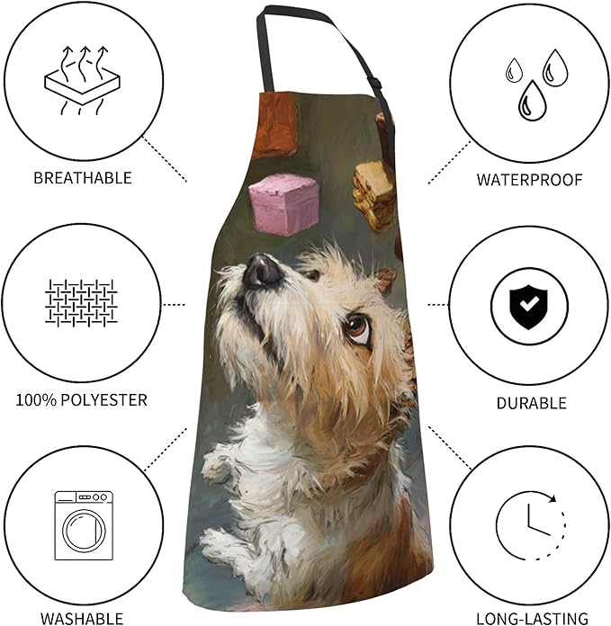 Apron with Pockets Aprons for Women Men Kitchen Chef Apron for Cooking Gardening Server Waitress Painting