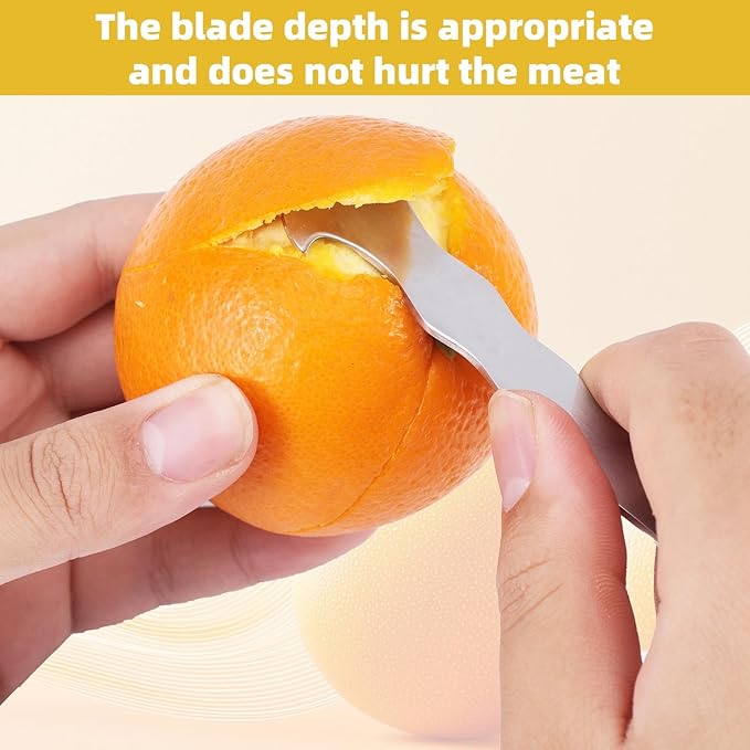 2 Pcs Orange Peelers, Stainless Steel All-in-One Citrus Peeler with Hanging Hole Fruit Peeling Tool for Oranges Tangerines Lemons Grapefruits Practical Kitchen Tool