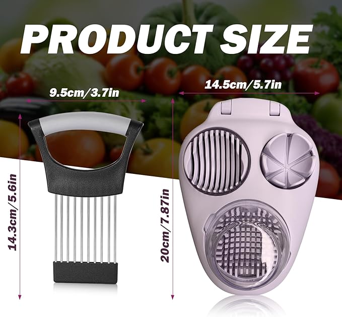 Egg Slicer and Vegetable Slicing Assistant Tool, Egg Shell Opener with Onion Holder, Lemon Slicer Onion Cutter for Fruits and Vegetables, Send Goods from Local Warehouse