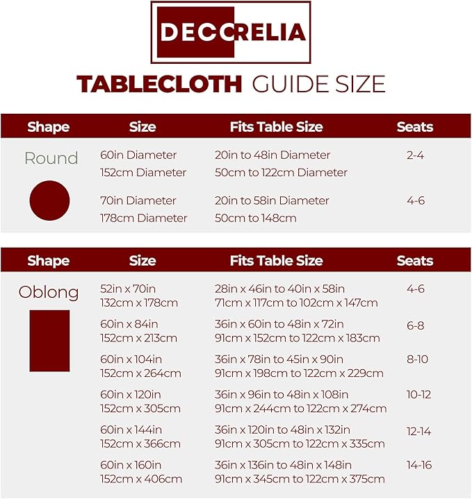 Christmas RedWaterproof Wipe Clean Table Cloth for 10ft Banquet Rectangle Table,Outdoor Spillproof Tablecloth for Thanksgiving,Easter (Oblong, 60 x 144 Inch (12-14 Seats), Burgundy)