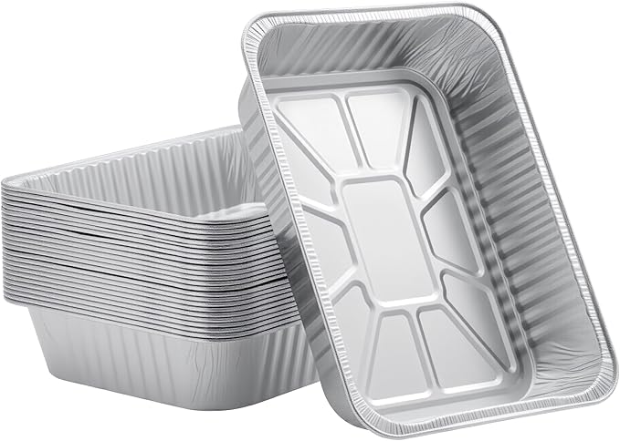 BondOnLum Disposable Aluminum Foil Pan, Family Size Baking Container, Deep Rectangular,9×13 Half Size,Tin Pans for Roasting,Catering,Picnic or Holiday needs (25 Pack)