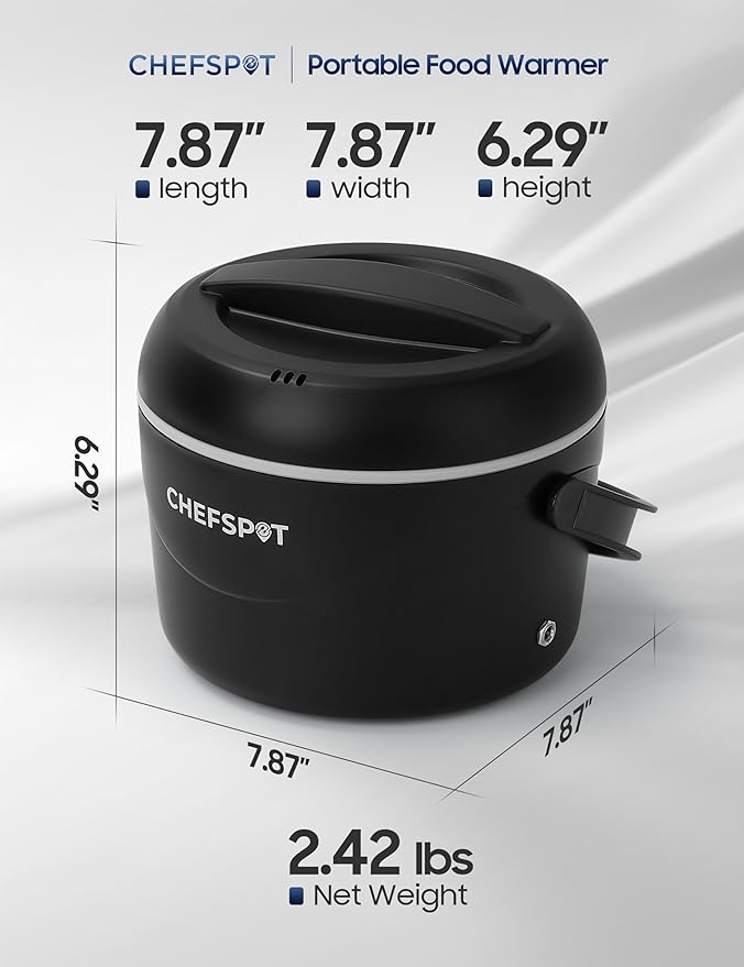 Electric Lunch Box, 37oz Portable Food Warmer with 12V/24V Car & 120V Home Plugs, Spill-Proof, BPA-Free, Dishwasher-Safe, No Microwave Needed, with Utensil Set & Carry Bag (Graphite Black)