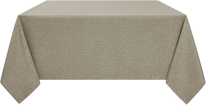 Faux Linen Square Tablecloth for Dining Room,Waterproof Texture Decorative Farmhouse Rustic Table Cloth for Indoor Outdoor Party, Holiday Banquet Picnics Patio,52 x 52 Inch (Square),Natural